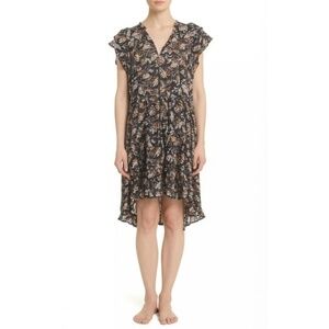 NWT Rails Mini Dress Womens Size Large Black Floral Ruffle Tiered Boho Chic